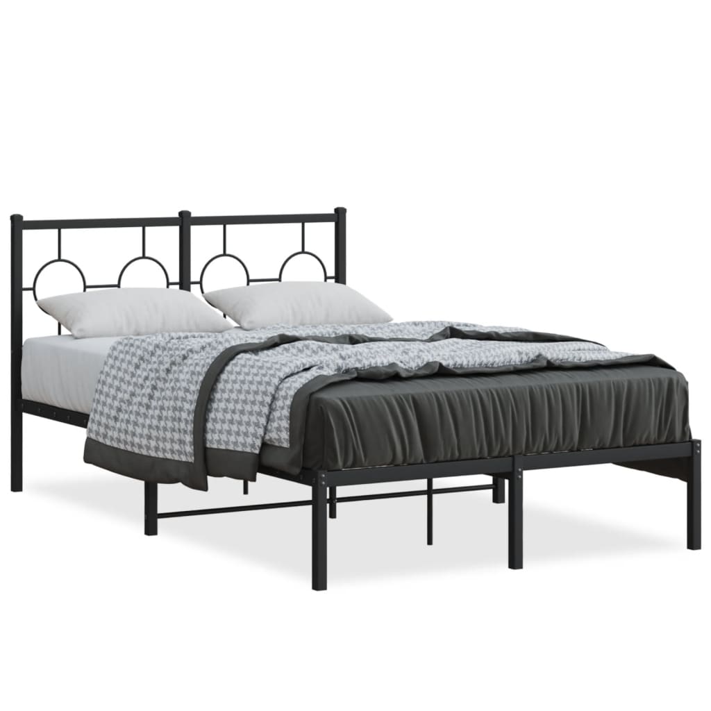Vidaxl bedframe met hoofdbord metaal zwart 120x190 cm