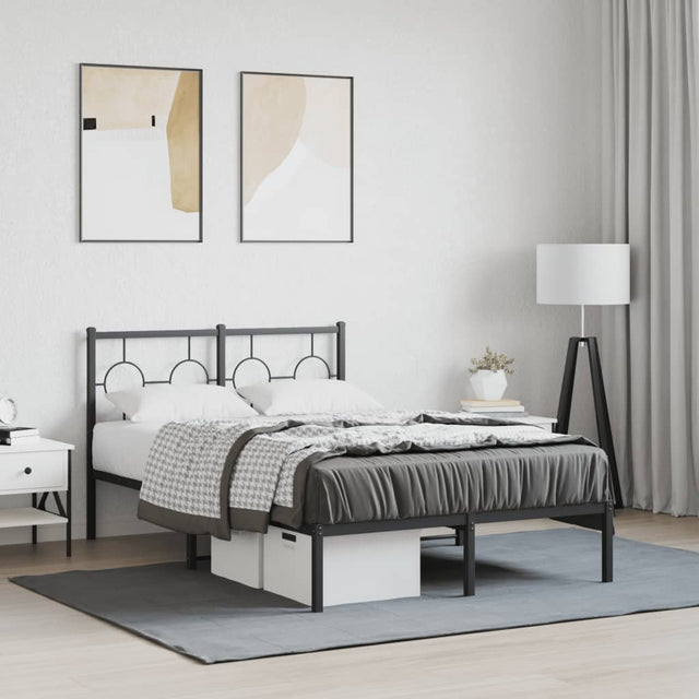 Vidaxl bedframe met hoofdbord metaal zwart 120x190 cm