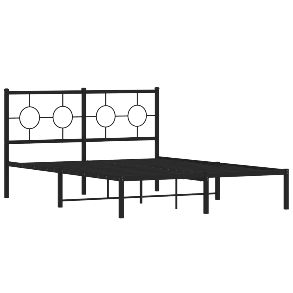 Vidaxl bedframe met hoofdbord metaal zwart 135x190 cm