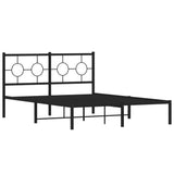 Vidaxl bedframe met hoofdbord metaal zwart 135x190 cm