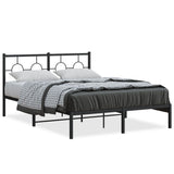 Vidaxl bedframe met hoofdbord metaal zwart 140x190 cm