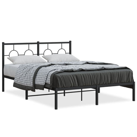 Vidaxl bedframe met hoofdbord metaal zwart 140x190 cm