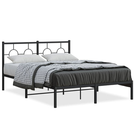 Vidaxl bedframe met hoofdbord metaal zwart 140x200 cm