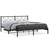 Vidaxl bedframe met hoofdbord metaal zwart 183x213 cm
