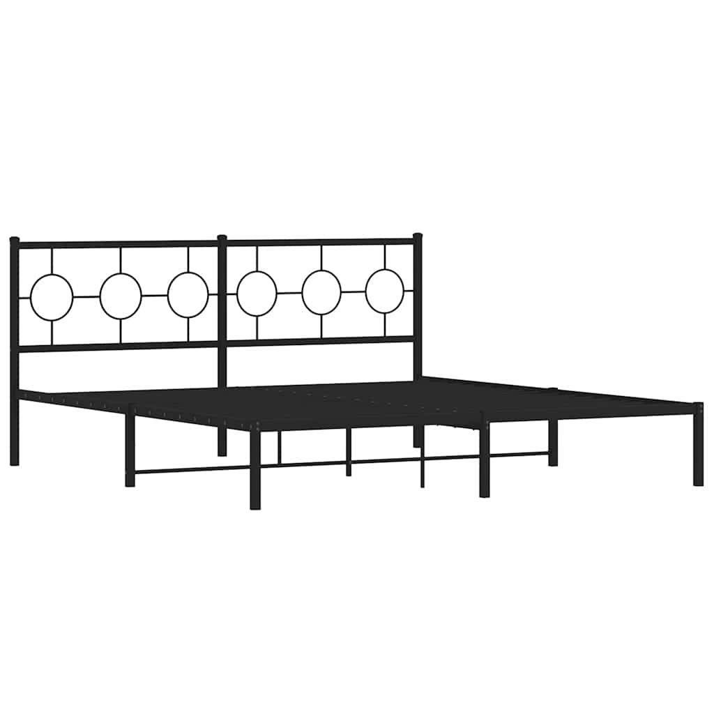 Vidaxl bedframe met hoofdbord metaal zwart 183x213 cm
