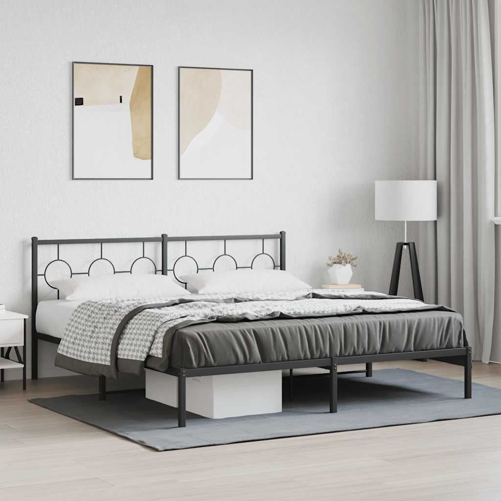 Vidaxl bedframe met hoofdbord metaal zwart 183x213 cm