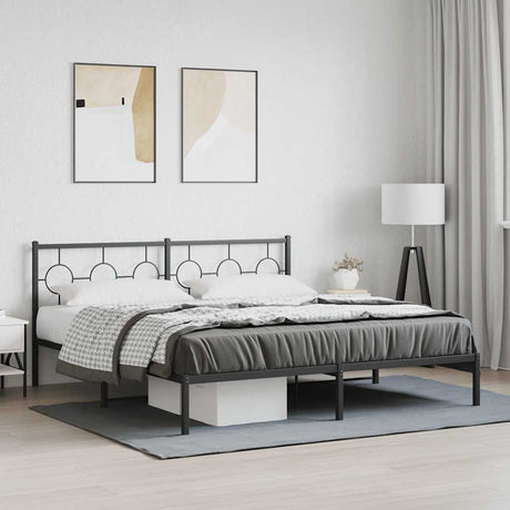 Vidaxl bedframe met hoofdbord metaal zwart 183x213 cm