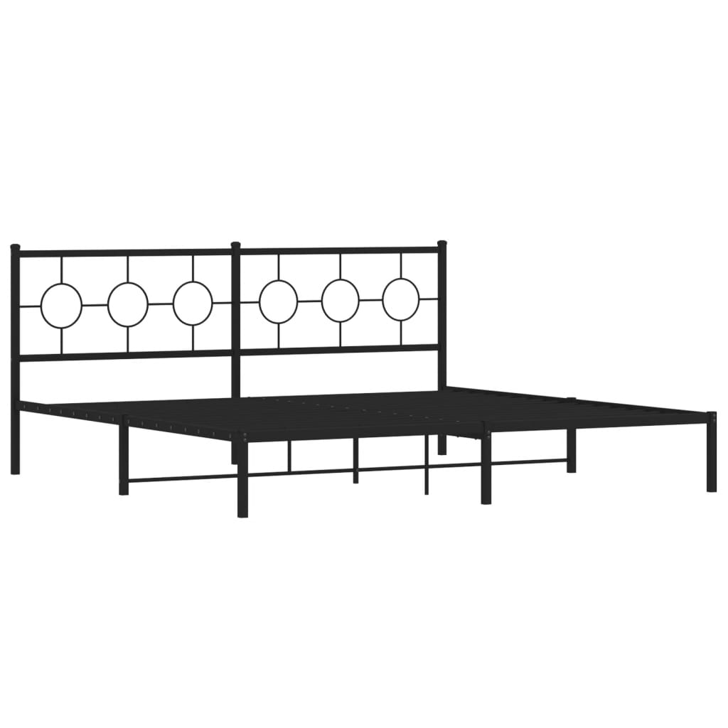 Vidaxl bedframe met hoofdbord metaal zwart 193x203 cm