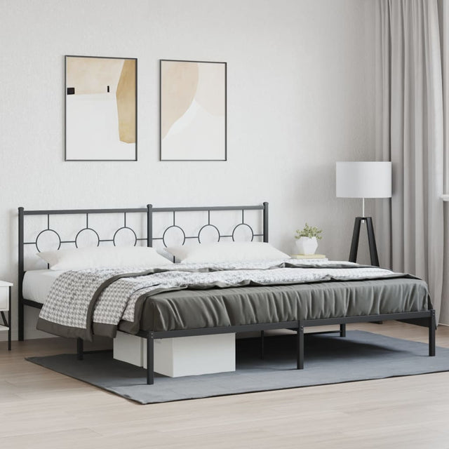 Vidaxl bedframe met hoofdbord metaal zwart 193x203 cm