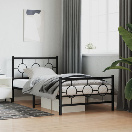 Vidaxl bedframe met hoofd- en voeteneinde metaal zwart 100x200 cm