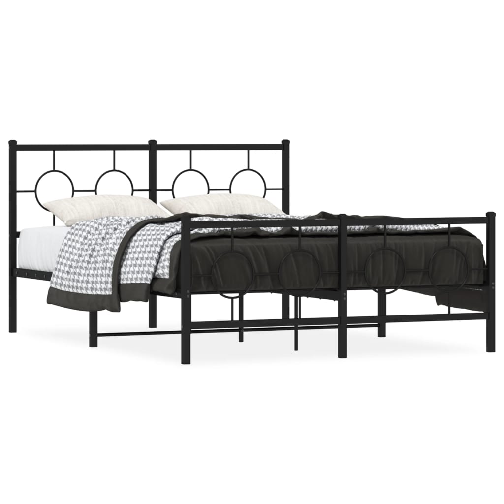Vidaxl bedframe met hoofd- en voeteneinde metaal zwart 140x200 cm
