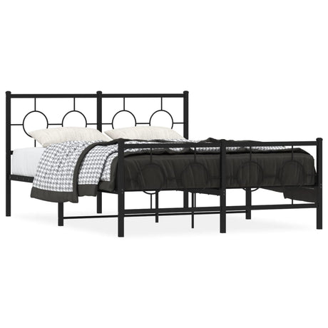 Vidaxl bedframe met hoofd- en voeteneinde metaal zwart 140x200 cm