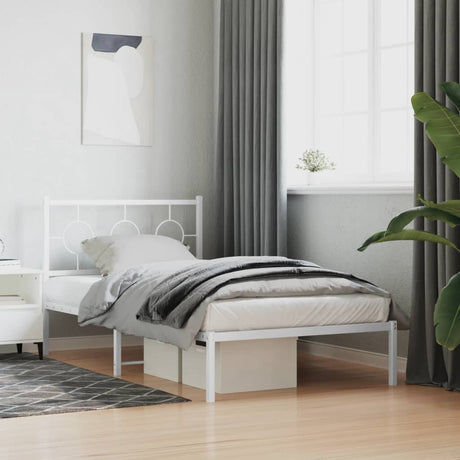 Vidaxl bedframe met hoofdbord metaal wit 100x200 cm