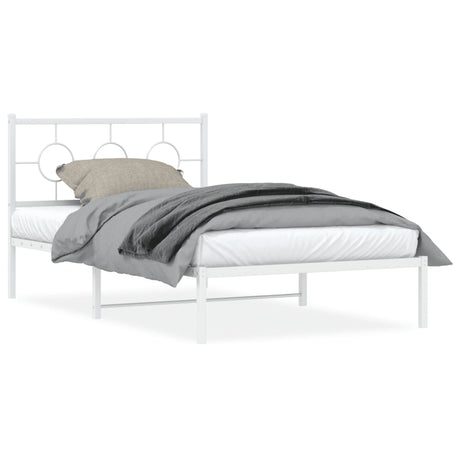 Vidaxl bedframe met hoofdbord metaal wit 107x203 cm