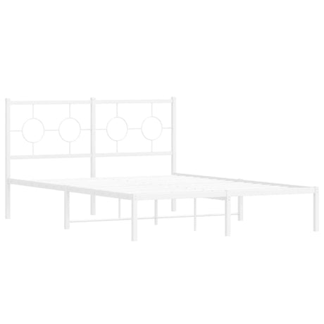 Vidaxl bedframe met hoofdbord metaal wit 135x190 cm
