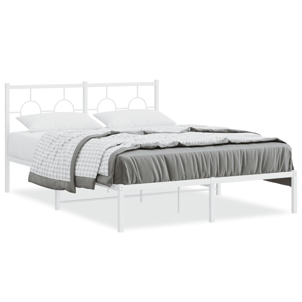 Vidaxl bedframe met hoofdbord metaal wit 140x190 cm