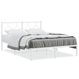 Vidaxl bedframe met hoofdbord metaal wit 140x190 cm