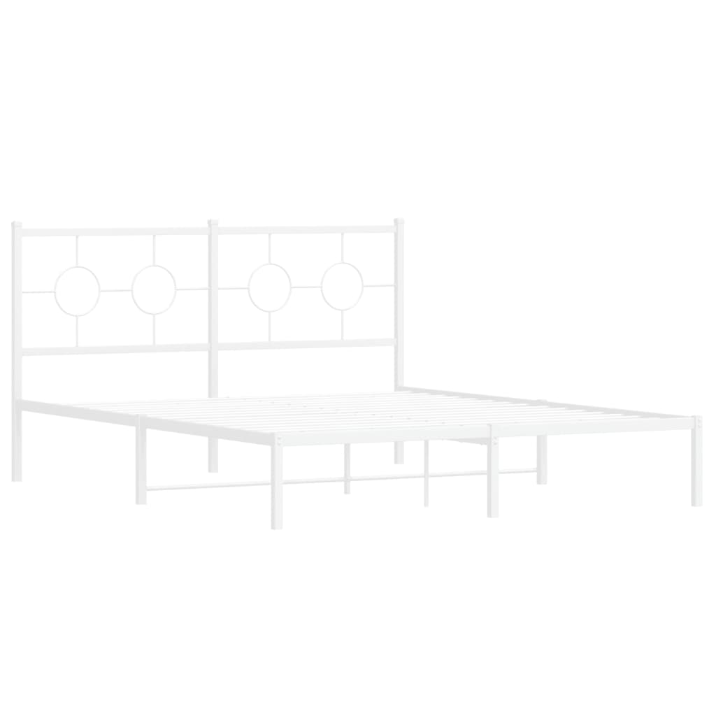 Vidaxl bedframe met hoofdbord metaal wit 160x200 cm