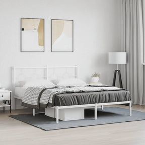 Vidaxl bedframe met hoofdbord metaal wit 160x200 cm