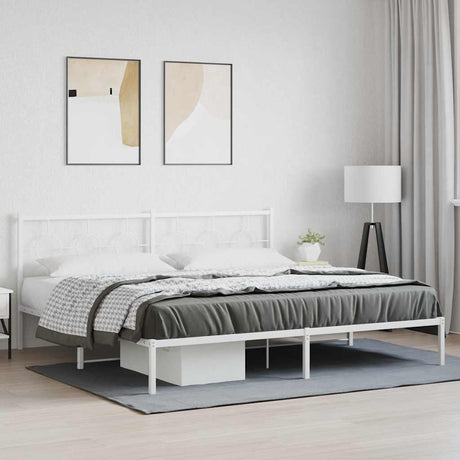 Vidaxl bedframe met hoofdbord metaal wit 200x200 cm