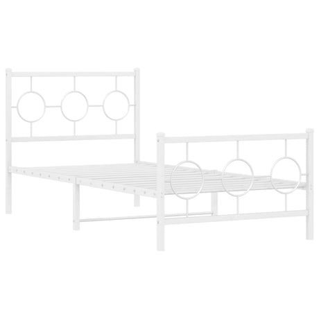 Vidaxl bedframe met hoofd- en voeteneinde metaal wit 90x190 cm