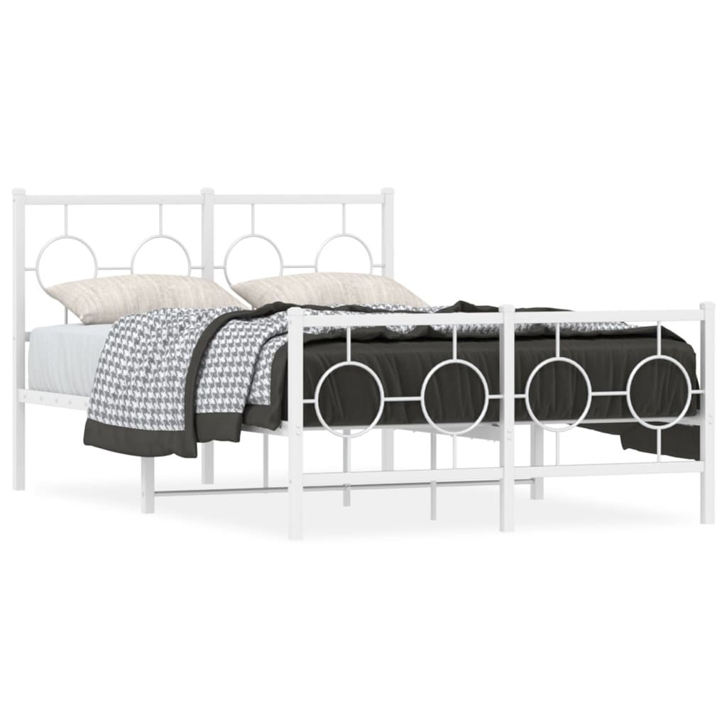 Vidaxl bedframe met hoofd- en voeteneinde metaal wit 120 x 190 cm