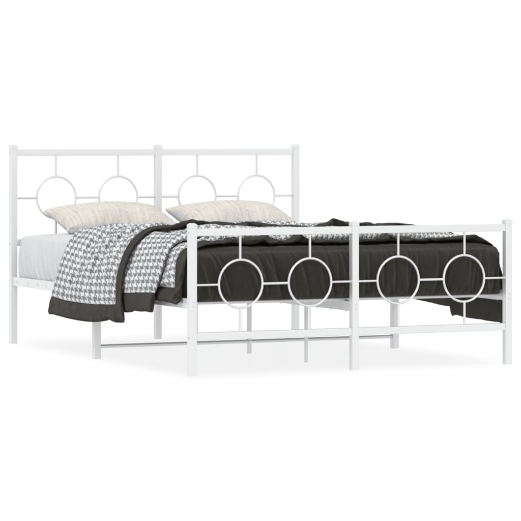 Vidaxl bedframe met hoofd- en voeteneinde metaal wit 140x190 cm