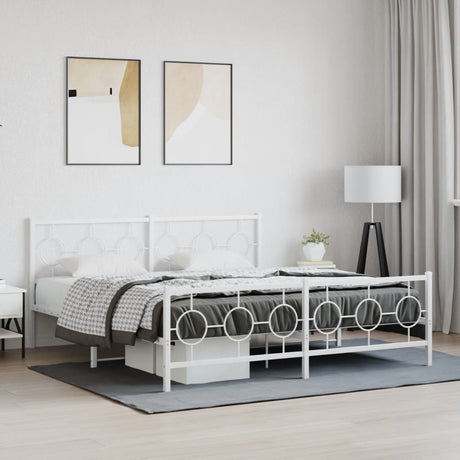 Vidaxl bedframe met hoofd- en voeteneinde metaal wit 180x200 cm