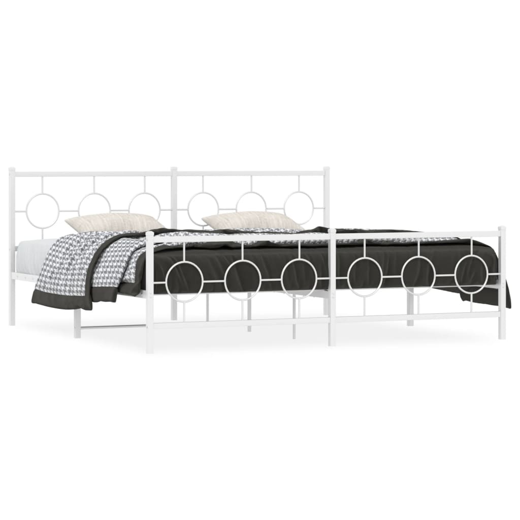 Vidaxl bedframe met hoofd- en voeteneinde metaal wit 193x203 cm