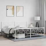 Vidaxl bedframe met hoofd- en voeteneinde metaal wit 193x203 cm