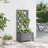 Vidaxl plantenbak met latwerk 40x30x90 cm massief vurenhout grijs