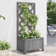 Vidaxl plantenbak met latwerk 40x30x90 cm massief vurenhout grijs