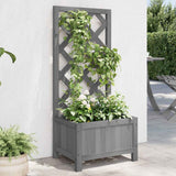 Vidaxl plantenbak met latwerk 40x30x90 cm massief vurenhout grijs