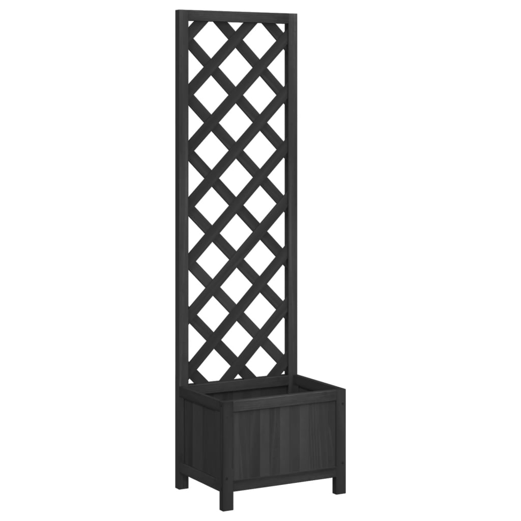 Plantador Vidaxl con Latwerk Solid Vurenhout Black