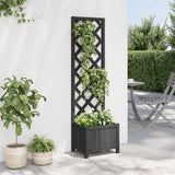 Vidaxl Planter med Latwerk Solid Vurenhout Black