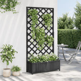 VidaXL Planter with Latwerk Solid Vurenhout Black