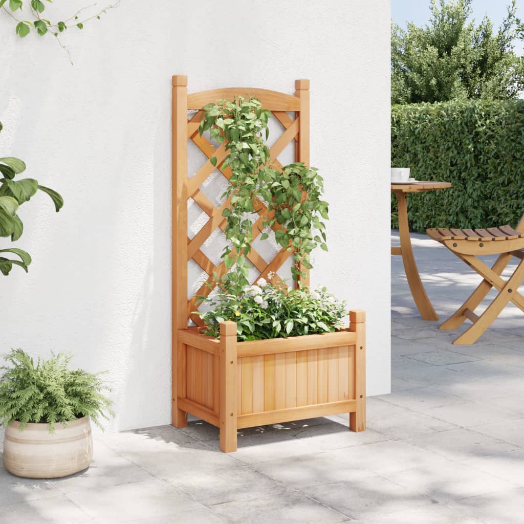 Jardinière vidaxl avec latwerk solide Vurenhout marron