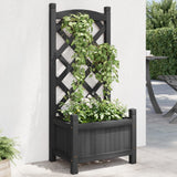 VidaXL Planter with Latwerk Solid Vurenhout Black