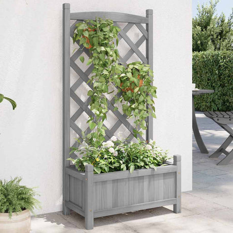 Vidaxl plantenbak met latwerk 55x29,5x110 cm massief vurenhout grijs