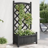 VidaXL Planter with Latwerk Solid Vurenhout Black