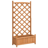 Vidaxl plantenbak met latwerk 75x35x150 cm massief vurenhout bruin