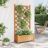 Vidaxl plantenbak met latwerk 75x35x150 cm massief vurenhout bruin
