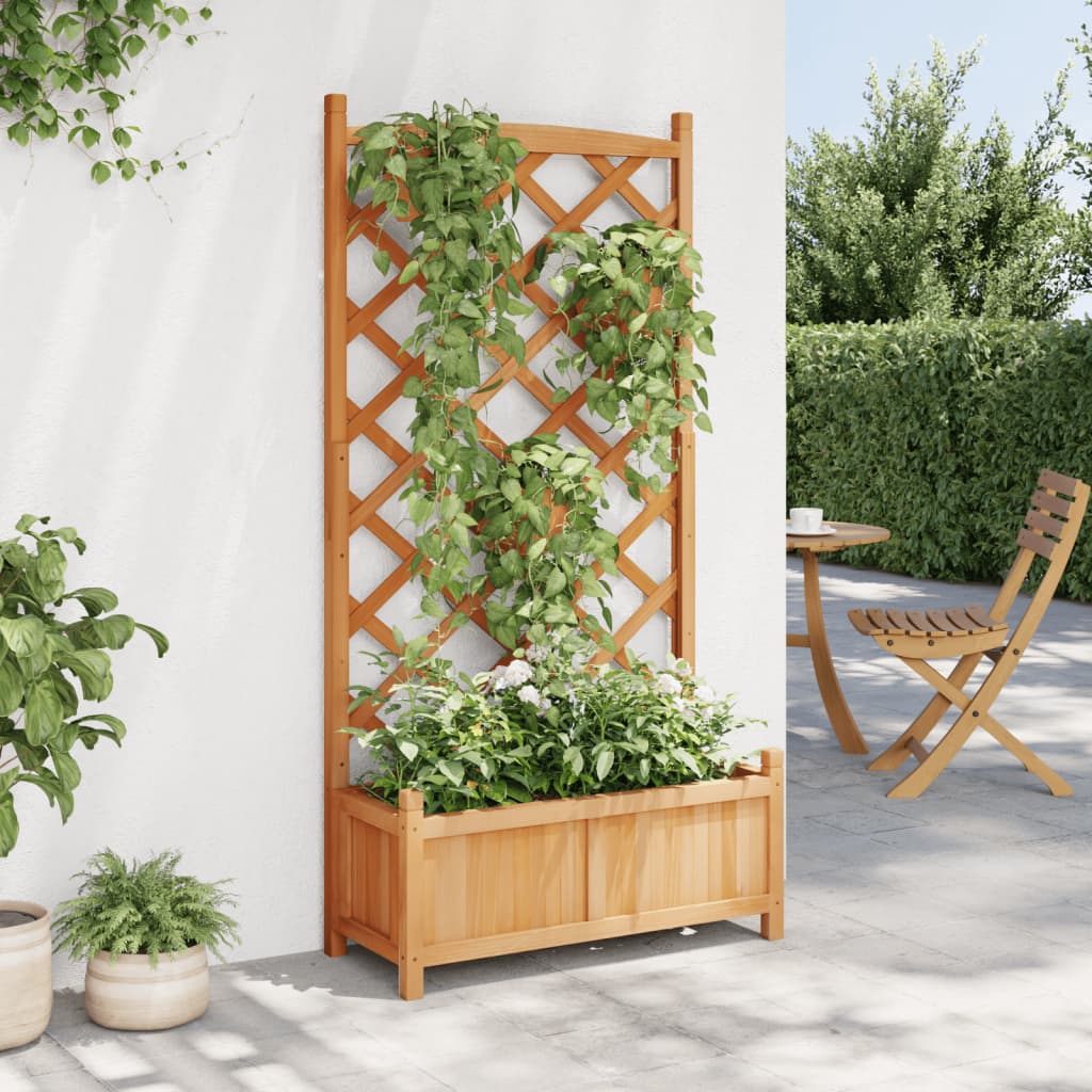 Jardinière vidaxl avec latwerk solide Vurenhout marron