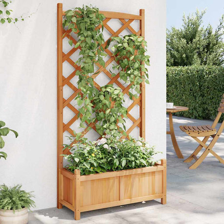 Vidaxl plantenbak met latwerk 75x35x150 cm massief vurenhout bruin