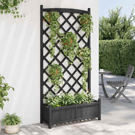 Vidaxl plantenbak met latwerk 90x35x180 cm massief vurenhout zwart