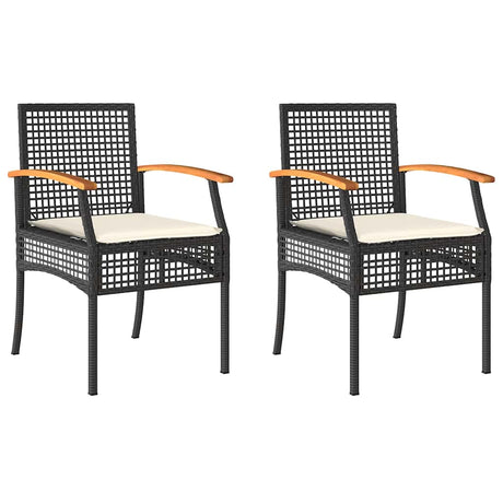 Vidaxl tuinstoelen 2 st met kussens poly rattan en acaciahout zwart