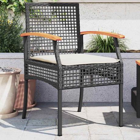 Vidaxl tuinstoelen 2 st met kussens poly rattan en acaciahout zwart