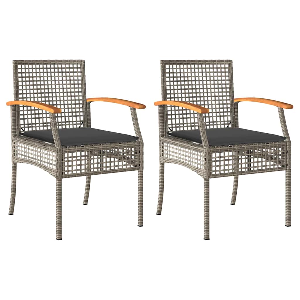 Vidaxl tuinstoelen 2 st met kussens poly rattan en acaciahout grijs