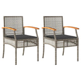 Vidaxl tuinstoelen 2 st met kussens poly rattan en acaciahout grijs