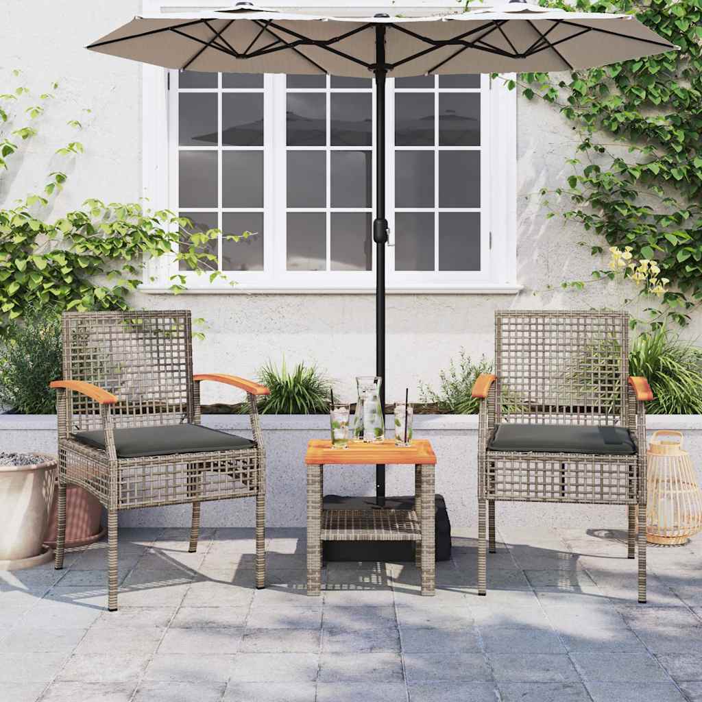 Vidaxl tuinstoelen 2 st met kussens poly rattan en acaciahout grijs
